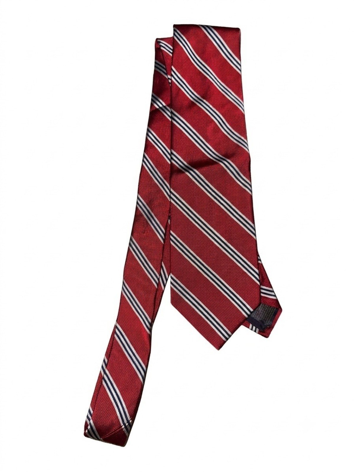 Brooks Brothers Silk Tie Red Navy Blue White Diagonal Repp Stripe Usa 58